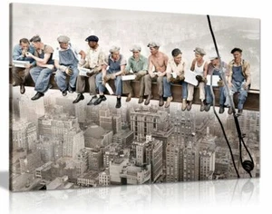 Lunch Atop Of A Skyscraper With Colour Canvas Wall Art Picture Print - Picture 1 of 1