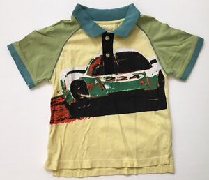 EUC Little Traveler 3 3T Yellow & Green Le Mans Race Car Polo Shirt