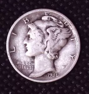 1936-D Moneta d'Argento Mercury Dime Denver Nuova di zecca (10)C #043 - Foto 1 di 2