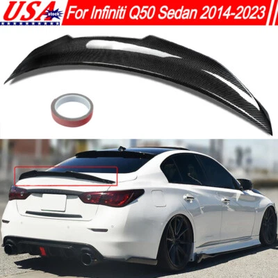 Duckbill Trunk Spoiler PSM Style For Infiniti Q50 2014-2023 Carbon Fiber Painted - Image 1 of 4