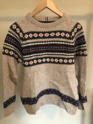 TOMMY HILFIGER Sweater Wool Blend Fair Isle Nordic Ski Christmas Men's Small - Image 1 of 4