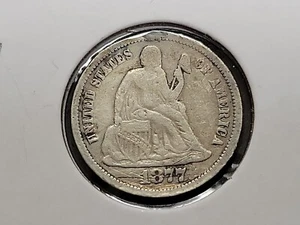 1877 Love Token Reverse Seated Liberty 90% Silver Dime 10C 10 Cent - Picture 1 of 2