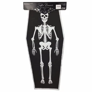 NORDSTROM COTERIE STUDIO HALLOWEEN SCHELETRO RUNNER DA TAVOLO 16” X 37” NUOVO CON ETICHETTE - Foto 1 di 2