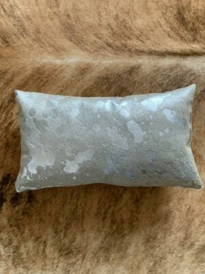 Silver Cowhide Pillow Cover Size: Lumbar 20" x 11" Grey/Silver Pillow Cover - Image 1 of 4