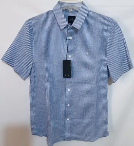 New Armani Exchange Men's Stretch Cotton Striped Shirt - Picture 1 of 5