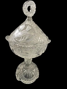 Hofbauer German Crystal Compote Candy Dish Lidded Byrdes Engraved - Picture 1 of 12