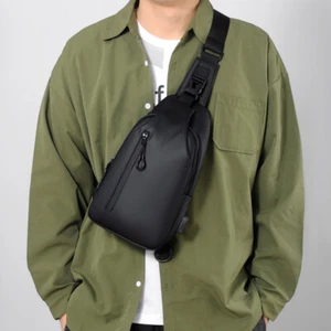 Black Men's Small Sling Crossbody Backpack Shoulder Bag Waterproof Travel Gift - Picture 1 of 13