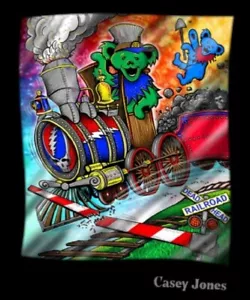 New Grateful Dead Casey Jones SOFT Plush Throw Gift Blanket Fleece Dancing Bears - Picture 1 of 4