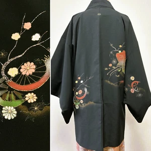 【Mint】japanese kimono, kimono haori, kimono cardigan , black kimono coat - Picture 1 of 13