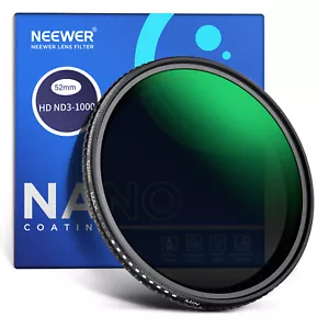 NEEWER 52mm 1.5-10 Limited Stops Variable ND Filter ND3-ND1000&HD Optical Glass - Picture 1 of 8
