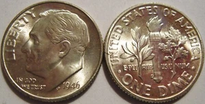 1946-P Choice / Gem BU Roosevelt Dime From Bank Rolls With Full Luster - Picture 1 of 2