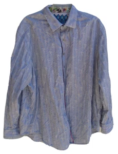 Robert Graham Men's Casual Dress Shirt Size 1XL Blue striped - Picture 1 of 6