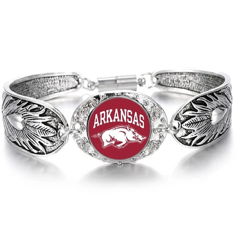Arkansas Razorbacks Women's Sterling Silver Bracelet Football Gift D3 Cover