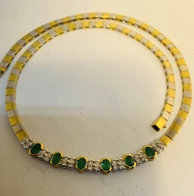 Großes Smaragd Brillant Collier 750er Gold 52,5 g. 50cm Lang - Bild 1 von 4