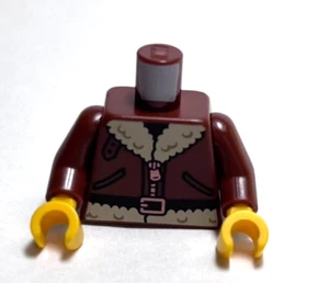 Lego - Minifigura Torso - Chaqueta Marrón, Piel, Cremallera, Cinturón - Imagen 1 de 2