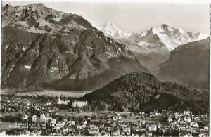 Postcard Switzerland Interlaken Monch and Jungfrau RPPC 1953 Unused  - Picture 1 of 1