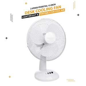 12" OSCILLATING ELECTRIC DESK FAN 12 INCH 3 SPEED SILENT PORTABLE HOME OFFICE - Picture 1 of 4