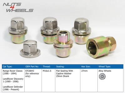 4 x Chrome OEM Style Locking Wheel Nuts Fits Land Rover Defender 1986 - 2016 - Image 1 of 2