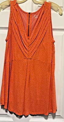 MERONA Top Camisa L 10 Busto 38 Largo 28 Naranja Rosa Pliegues Geométricos Cremallera Espalda Foto 1 de 2