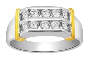 14K Two-Tone Gold Mens Engagement Ring I1 G 0.90 Carat Natural Diamond RS 10-12 - Picture 1 of 6