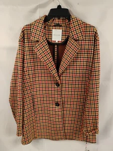 NWT Avec Les Filles Womens Large L Houndstooth Button Up Blazer Jacket Pockets - Picture 1 of 13