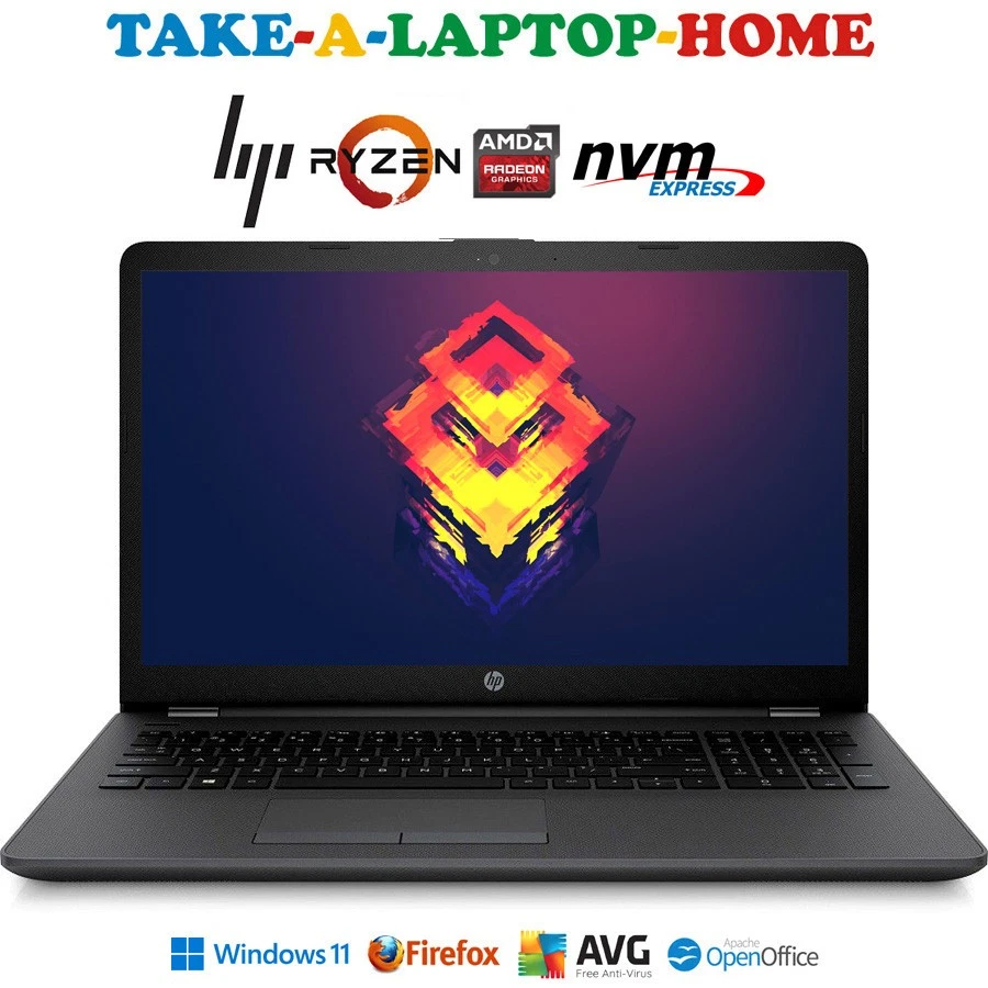 HP Ryzen Laptop Windows11 HD 15.6" SSD NVMe Gaming AMD Radeon Graphics - BOXED - Image 1 of 4