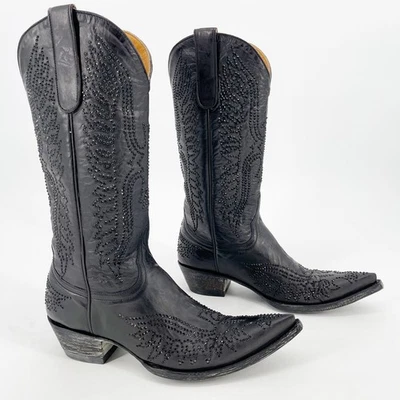 Old Gringo Monochrome Black Swarovski Crystal Eagle Western Cowgirl Boot sz 7.5 - Image 1 of 4