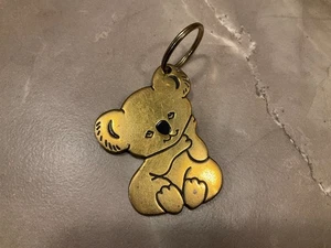 Vintage Keychain RUSS KOALA BEAR Key Ring Brass Gold Tone Great Condition - Picture 1 of 8