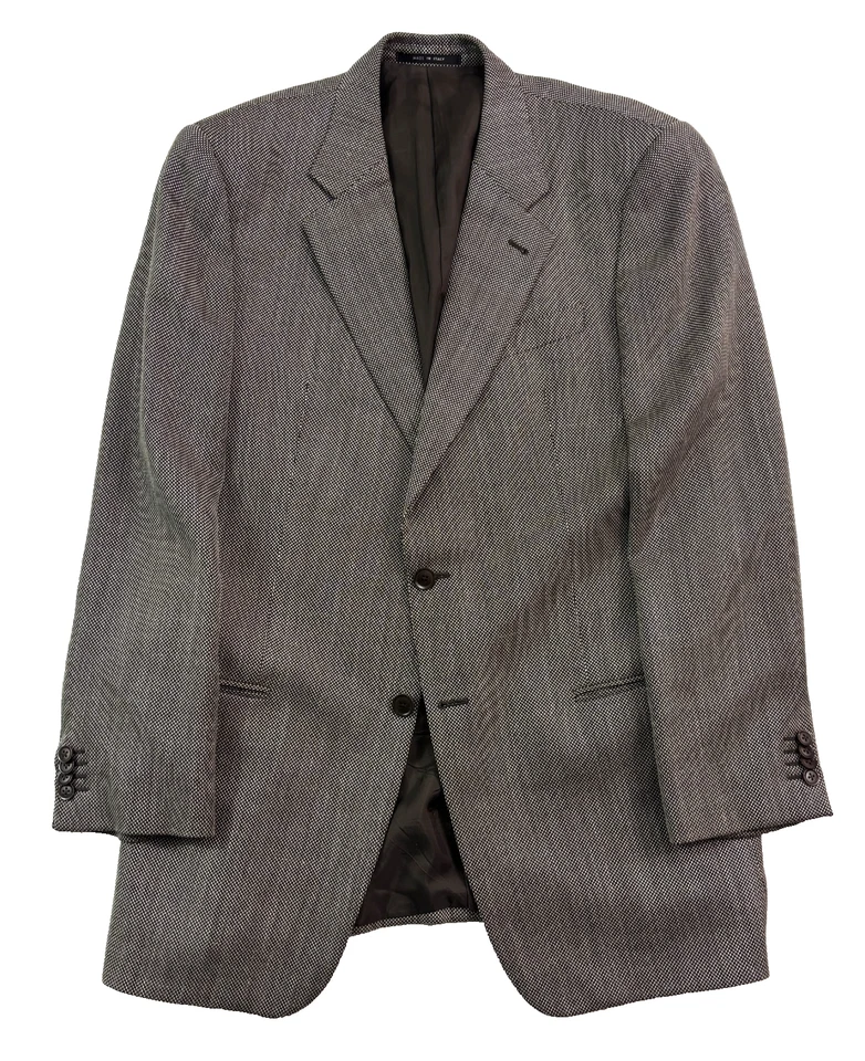 Armani Collezioni 42L Marrón Punteado Seda Lino Lana Blazer Chaqueta Traje Deportivo Abrigo Foto 1 de 4