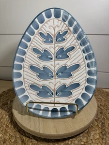 VTG Elle Keramikk Blue White Egg Pottery Plate Norway Norwegian Signed - Picture 1 of 3