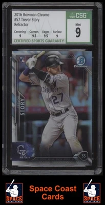 Bowman Chrome #57 2016 Trevor Story Refractor #/499 CSG 9 Foto 1 de 2