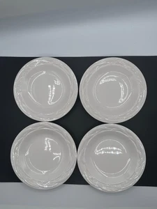 Pfaltzgraff Heritage White 4 Salad Plates 7.5" Embossed Rim USA Stoneware - Picture 1 of 3