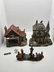 O'Well Halloween Village Cerámica Espeluznante Casa Embrujada Decoración Calabazas NOLIGHT - Imagen 1 de 21