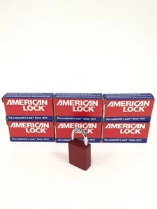 6x NEU American Series 1100 Aluminium Vorhängeschloss - 1 Zoll Bügel - Farbe rot ohne Schlüssel - Bild 1 von 11
