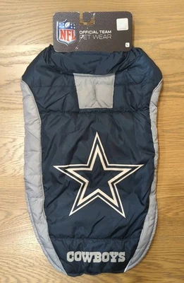 NFL Dallas Cowboys Dog Puffer Vest Size Large Warm Insulated Adjustable Pet Wear - Image 1 of 4
