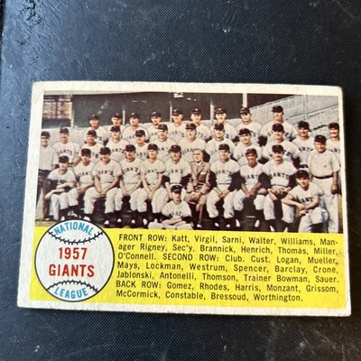 1958 Topps Primera Serie Lista de verificación New York Giants #19 Foto 1 de 2