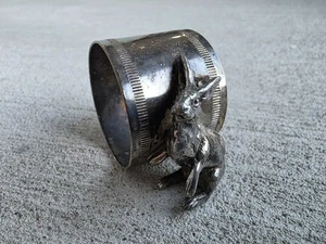 🐇 Antiker viktorianischer Serviettenring versilbert mit Hase - um 1890 USA - Bild 1 von 4