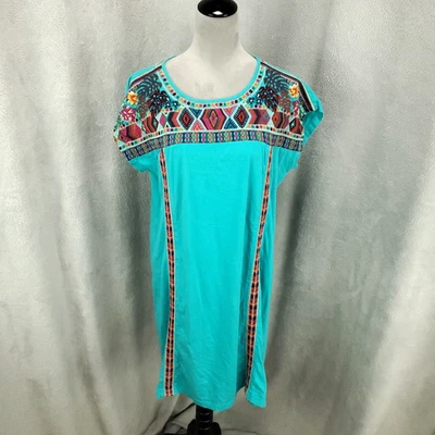 Vestido Johnny Was Para Mujer S Quinn Bordado Boho Suroeste Floral Geométrico Foto 1 de 4