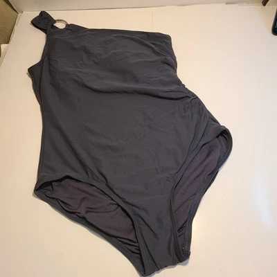 Maiô Michael Michael Kors enfeitado um ombro peça única cinza tamanho 12 - Imagem 1 de 4