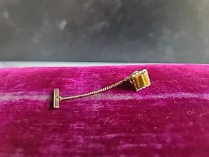 Tigers Eye Square Tie Tack 1970s - Picture 1 of 10