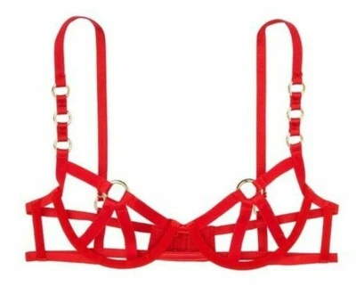 $80 VICTORIAS SECRET LUXE LINGERIE VERY SEXY STRAPPY UNLINED BALCONET BRA NWT - Image 1 of 2