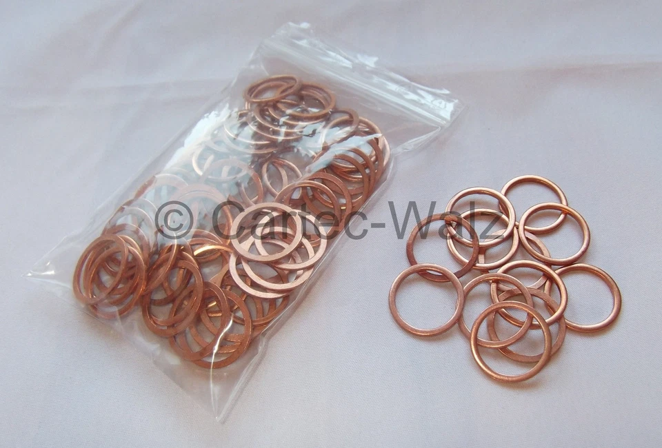 50 pieces copper ring sealing ring seal copper Cu 18x22x1.5 mm DIN 7603 form A - Image 1 of 1