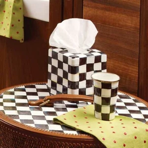 MACKENZIE-CHILDS Courtly Check Enamel Boutique Tissue Box Cover - Picture 1 of 6