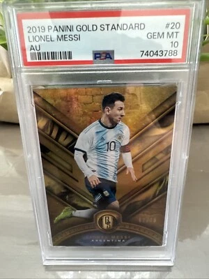 Lionel Messi 2019-20 PANINI Gold Standard #20 AU/79 PSA10 POP1 extremadamente raro Foto 1 de 4