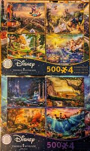 Lot Of 2 Disney~Thomas Kinkade~4-In 1 Multi-pack 500 Piece Puzzles! Titles Below