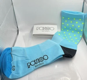 Pongo London Cycling Socks ,polkadot Blue , Size L-XL *Buy One Get One Free * - Picture 1 of 4