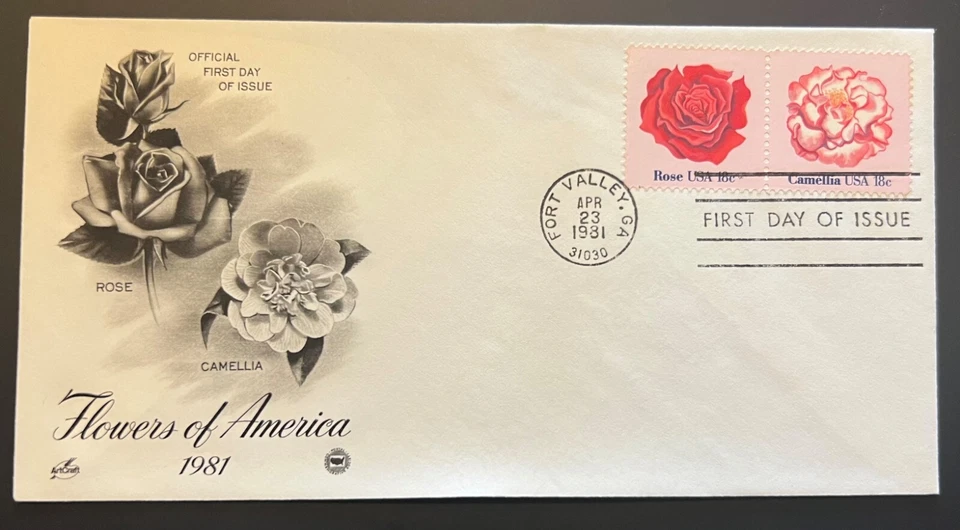 美洲花 1981 年 4 月 23 日 FORT VALLEY GA 首日封面 (FDC) BX2 — 第 1/1 张图片