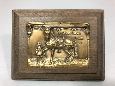 Ancienne PLAQUE presse-papiers Enseigne AU GRAND CHEVAL BLANC Lyon Augis 19e - Photo 1/4