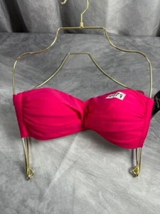 Bar III Bikini Top Womens M Core Solids Twist Bandeau Swim Ruby - Picture 1 of 5