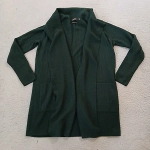 Ralph Lauren Cardigan Sweater Womens Medium Green Open Front Cashmere Pockets - Picture 1 of 21